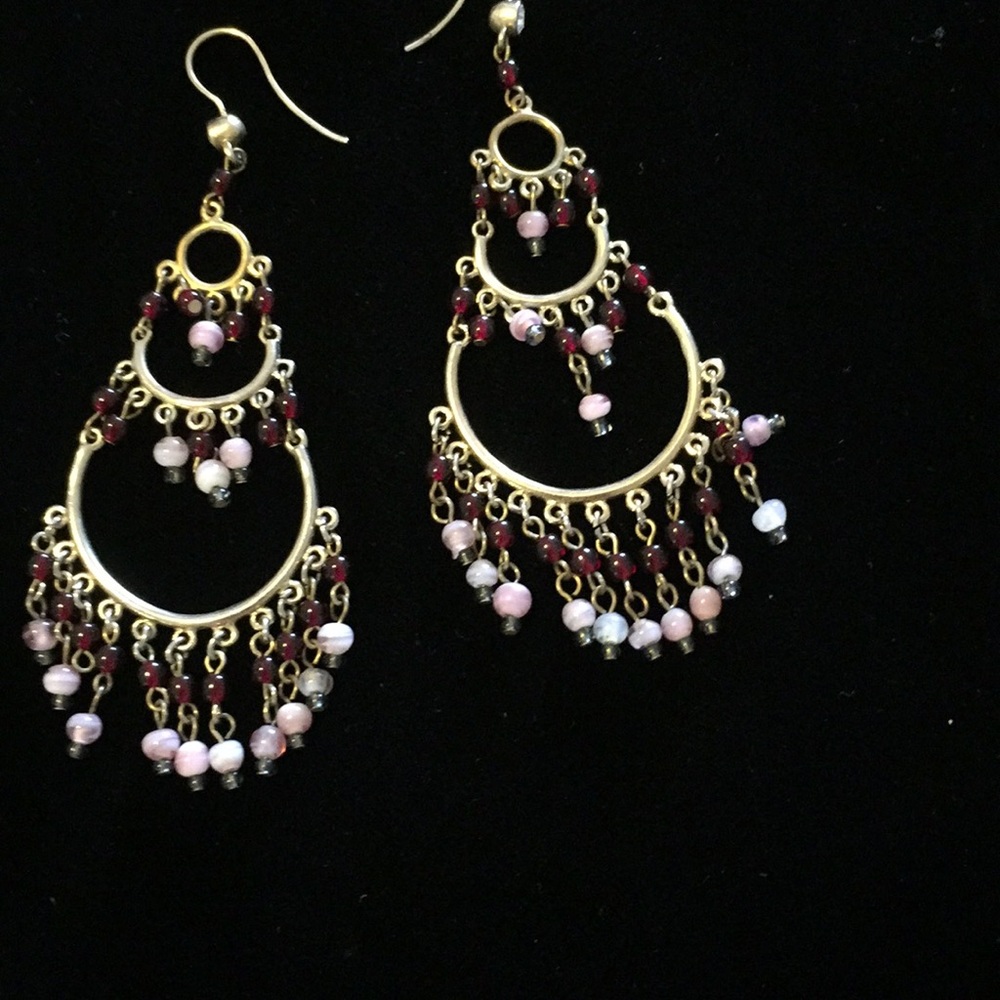 Semi Precious Stone hanging earings